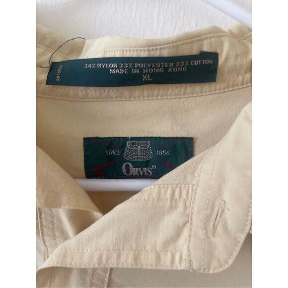 Men’s Vintage Orvis Pale Yellow Fishing Shirt Size Extra Large - Picture 3 of 5